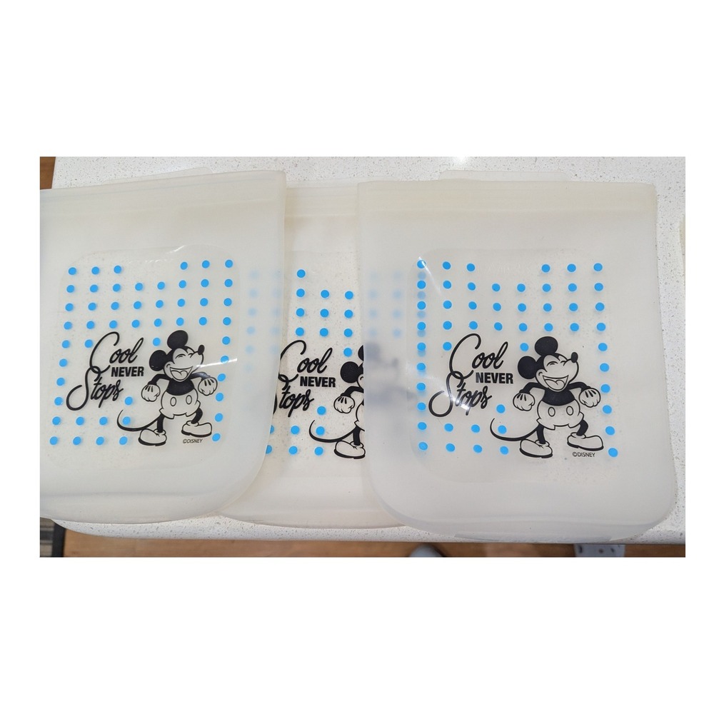 Pyrex Reusable Silicone Bags Clear Mickey Mouse Polka Dot 6-Piece Set